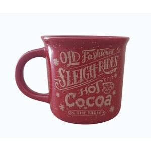 Red Christmas Mug Old Fashioned Sleigh Rides Hot Cocoa Camper Cup